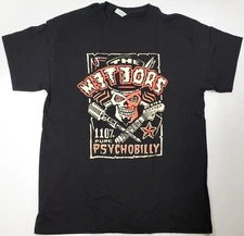 The METEORS T-shirt Psychobilly Rock Band Adult Men's Retro Tee Black New