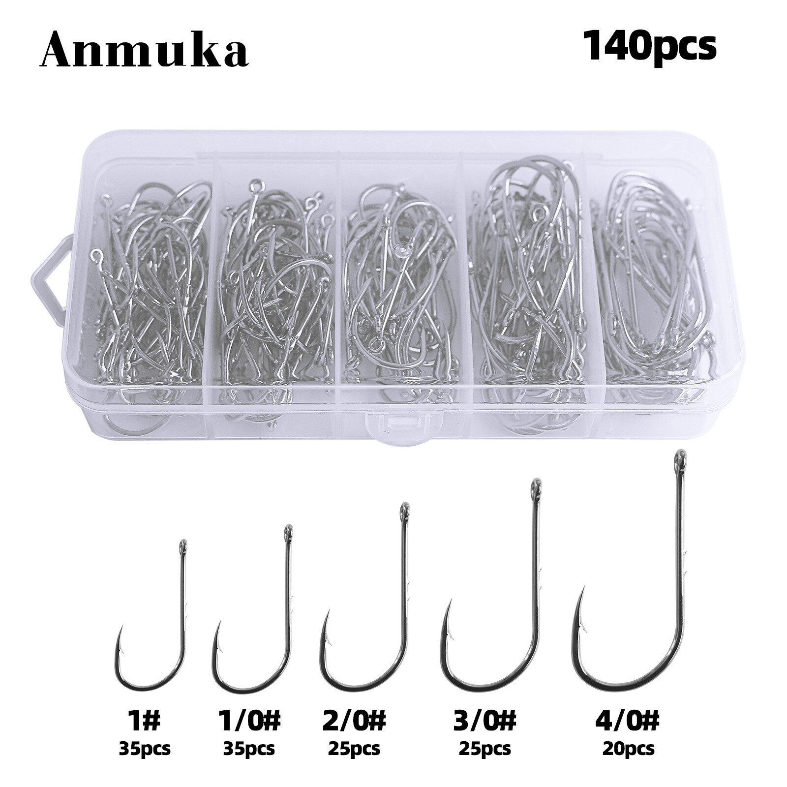 LikeFish 100pcs Bait Holder Fishing Hooks - 2 Barbs, High Carbon Steel, Sizes 5/0 To 3#