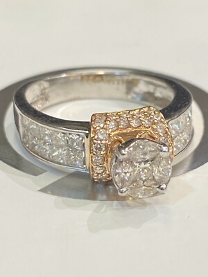 Pave 1.26 Cts Princess Marquise Round Cut Diamonds Anniversary Ring In 14K Gold