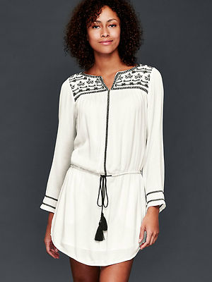 NWOT GAP Long sleeve embroidered dress, New Off White SIZE S #177969 v922 |  eBay