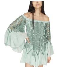 BNWT Free People Daisy Cutwork mini dress XS off shoulder guipure lace A line