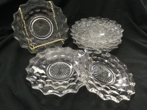 Set Of 8 Fostoria American Vintage Clear Glass Bread Plates 6 1/4''