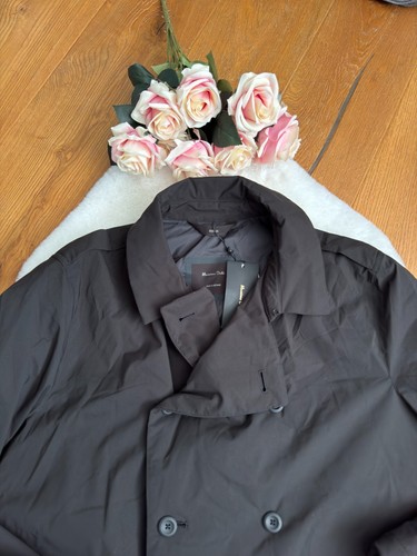 MASSIMO DUTTI PUFFER Jacket Trench Coat Light Black Buttoned Mens size XL - Picture 4 of 13