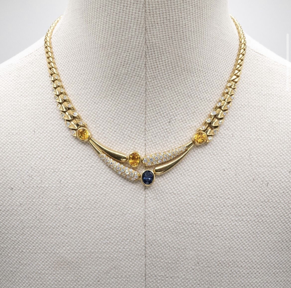 BVLGARI チェーン BVLGARI Italy 18k YG, Diamond, Blue & Yellow Sapphire Curb