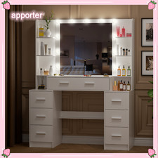 Vanity Set with 11 Led Lights Makeup Desk Mirror Large Dresser Table Dressing US
