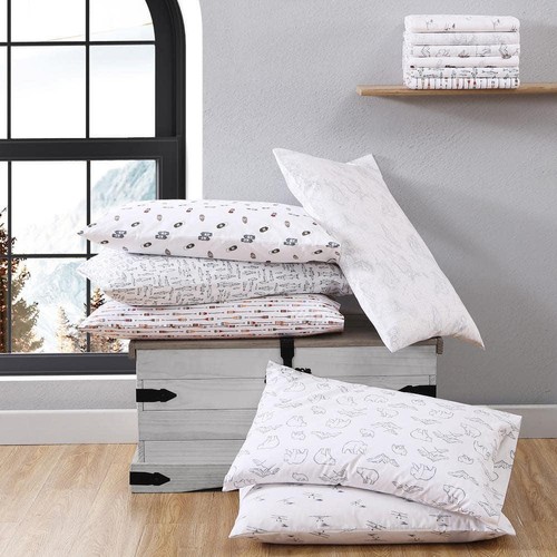 Eddie Bauer Sheet Sets Queen Size 4-Piece Canoe Lake Paddle Cotton Soft White - Picture 6 of 6