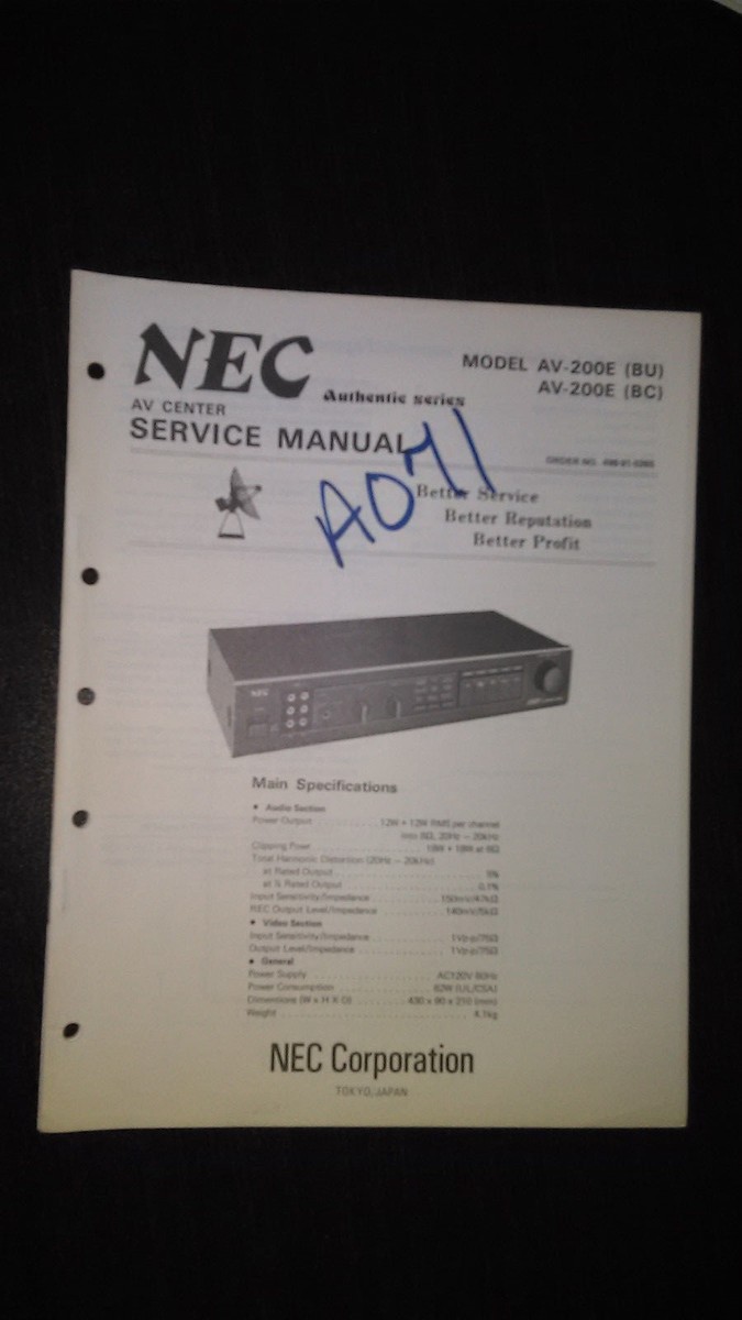 NEC av-200e bu bc Service Manual Original Repair av stereo center