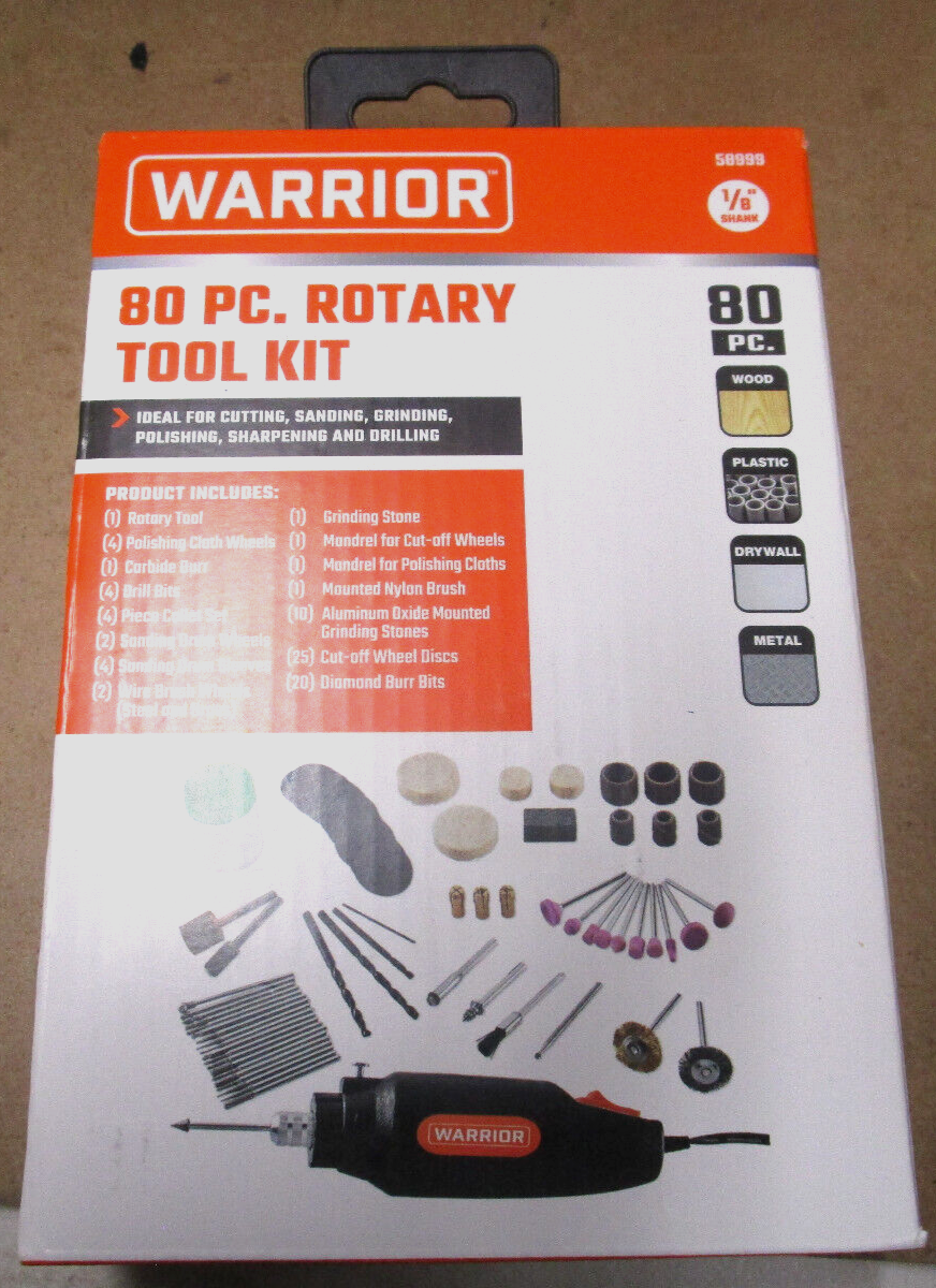 WARRIOR 0.7 Amp Rotary Tool Kit 80-Piece Cut Sand Grind