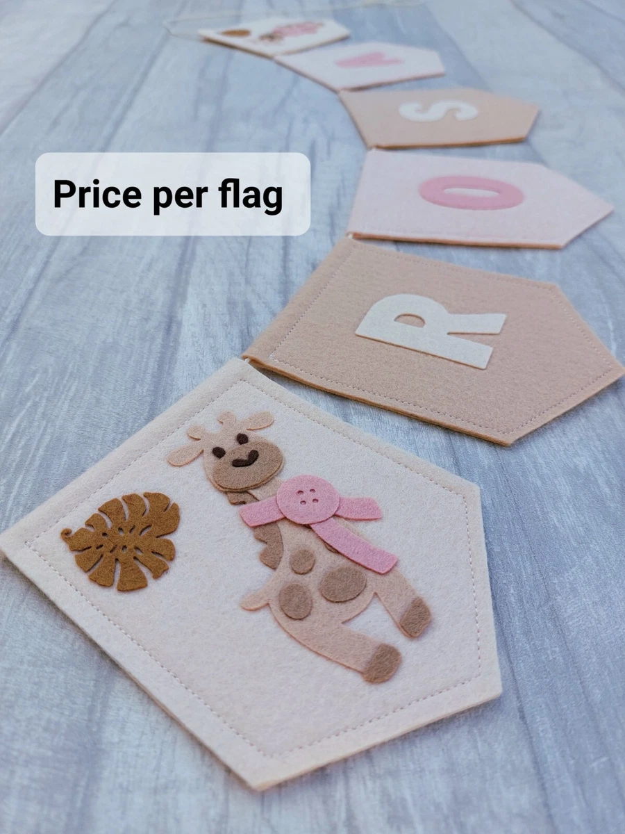 Safari bunting personalised jungle nursery neutral girls gift