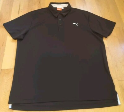 Puma Sport lifestyle Mens 3 Button Down Short Sleeve Black Shirt Size L