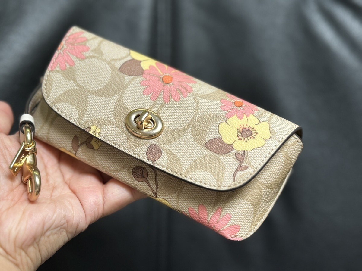 NEW Coach Sunglass Case In Signature Canvas With Floral 