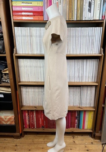 Nuevo Vestido Dorothee Schumacher Damas Talla 2 UK 8 US 4 Cóctel Beige Adornado - Imagen 10 de 18
