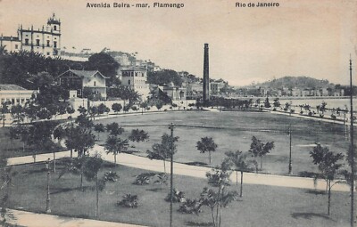 Rio de Janeiro Brazil Downtown 1920s Avenida Beira mar Flamengo Vtg Postcard S4