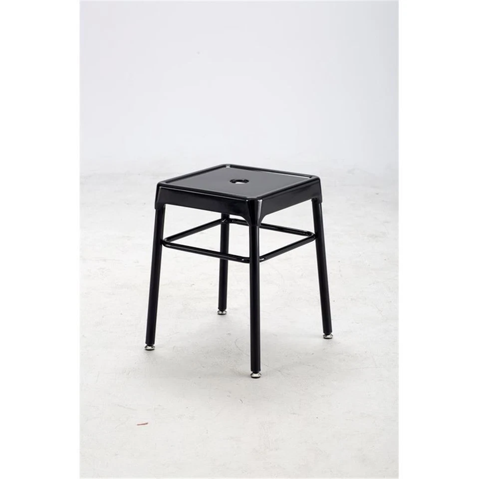 Safco Steel Backless Guest Stool in Glossy Black - 15.25"W x 18"H - Image 4 of 4