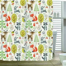 Lively Forest Animals 3D Shower Curtain Waterproof Fabric Bathroom Decoration