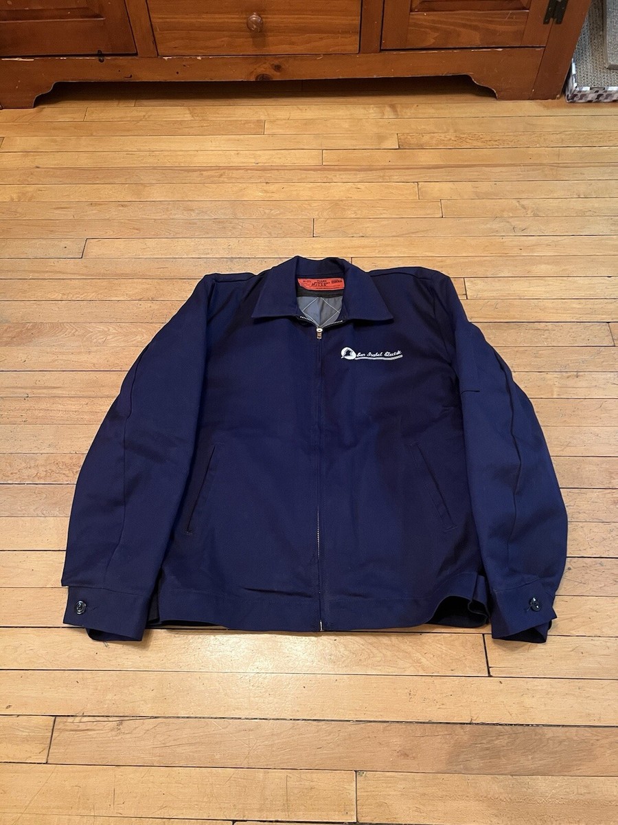 Vintage 60s Work Jacket Mens XL Blue Talon Zipper Ideal