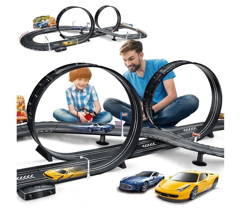 Slot Car Race Track Set Electric Powered Race Track Dual Racing Car Track Set