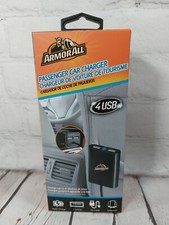 ArmorAll ACC8-1006-BLK 7.3 amp 4-Port USB Passenger Car Charger 6ft Cable
