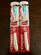 LOT OF 2 Colgate Optic White 360 Toothbrush, Soft With Whitening Cups 2 Count