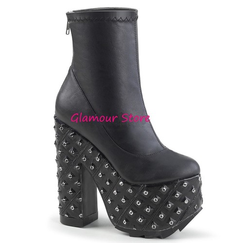 Sexy Botines Tachuelas Talón 16,5 Desde 36 Al 41 Negro Mate Plataforma Dark  Moda | eBay