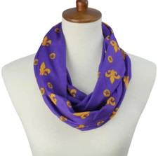 Women's Fleur De Lis Purple and Gold Scarf