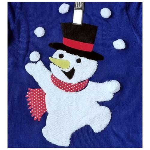 Christmas Jumper Blue Juggling Snowman Unisex Mens Ladies New Xmas Sweater - Picture 28 of 32