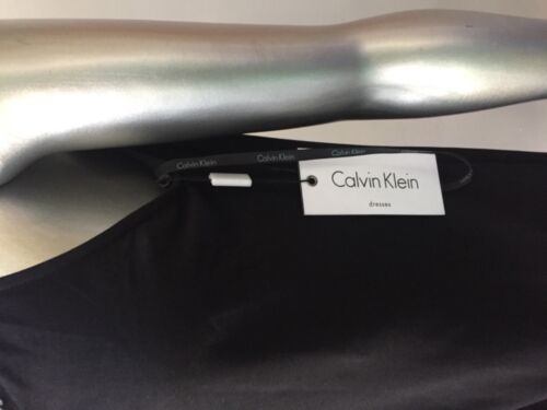 Abito da festa Calvin Klein Chainlink collana colletto argento nero spandex nuovo con etichette taglia 4 - Foto 4 di 6