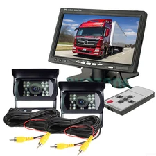 2x IR CCD Reversing Camera 7" Monitor Car Rear View HD Kit For Long Bus Truck RV