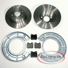 Für Saab 9-3 - Bremsscheiben Bremsbeläge 2 Spritzbleche für hinten die Hinterach
