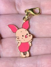 Gold Piglet From Winnie the Pooh Charm Zipper Pull  Keychain Add On Clip