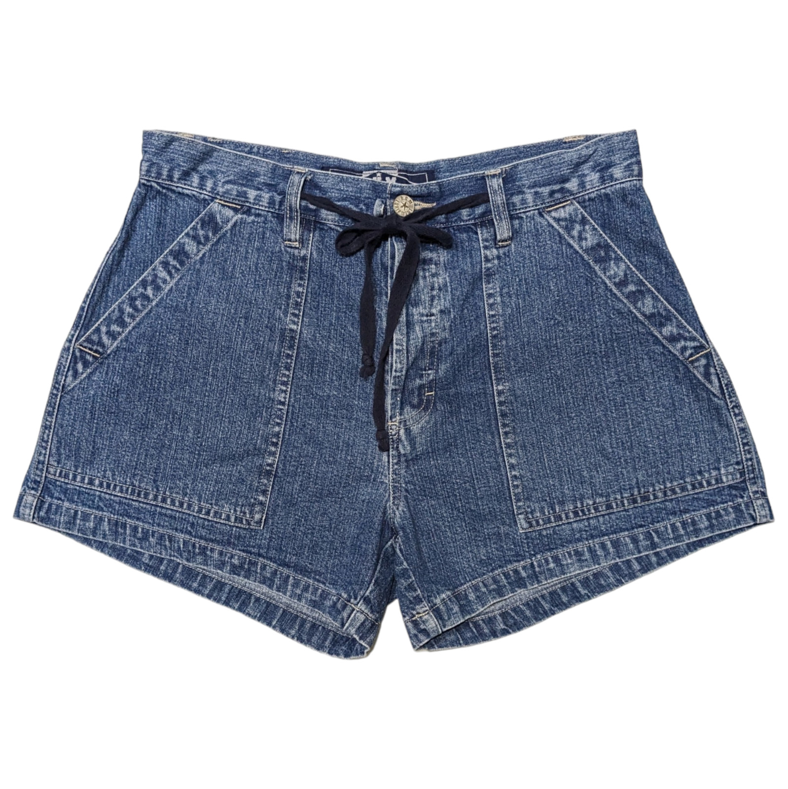 Jean Shorts 9/10 Drawstring Utility Blue Denim Grunge