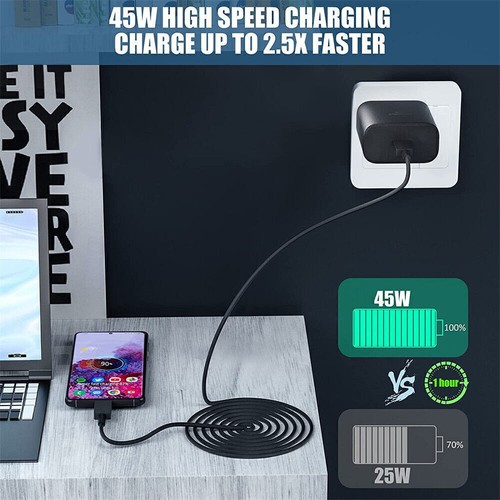 2 Pack 45W USB-C Super Fast Wall Charger + 6FT Cable For Samsung Galaxy S22 S21 - Picture 7 of 18