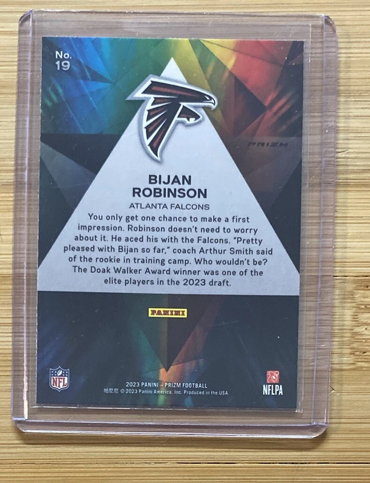2023 Panini Prizm Football Bijan Robinson Green Prizmatic Rookie #19 💥SP📈 - Image 2 of 2
