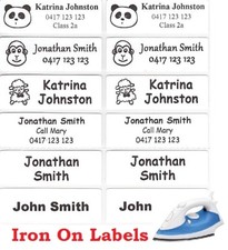 Large White Iron On Personalised Name Clothing Labels / Tags 47 15mm 