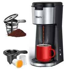 Sboly Single Serve Coffee Maker for K-Cup Pod Ground Coffee Machine Thermal Drip