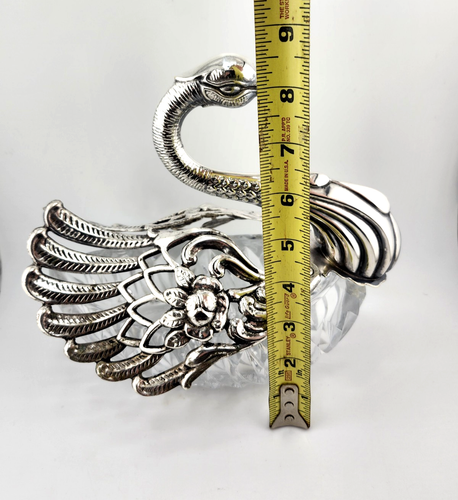 Cuenco cisne grande vintage de plata esterlina y vidrio alas con bisagras 8,5" de alto ¡MIRA!! - Imagen 2 de 19