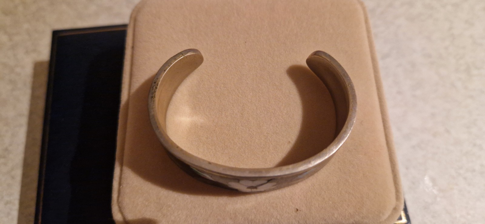 Vtg ALPACA MEXICAN SOLID SILVER 925 ENAMELLED CUF… - image 4