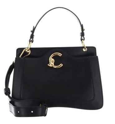 COCCINELLE C-Me Calf Smooth Handbag Grained Leather Handtasche Tasche Noir