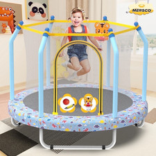 55Inch Toddler Trampoline, Mini Trampoline Kids with Enclosure Basketball Hoop