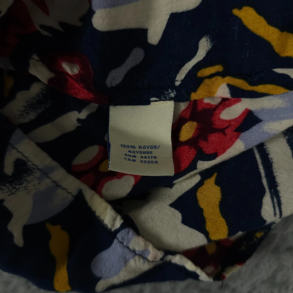 Camisa Top Odille Anthropologie Mujer 4 Azul Rojo Floral Volantes Cuello Atado Foto 4 de 4