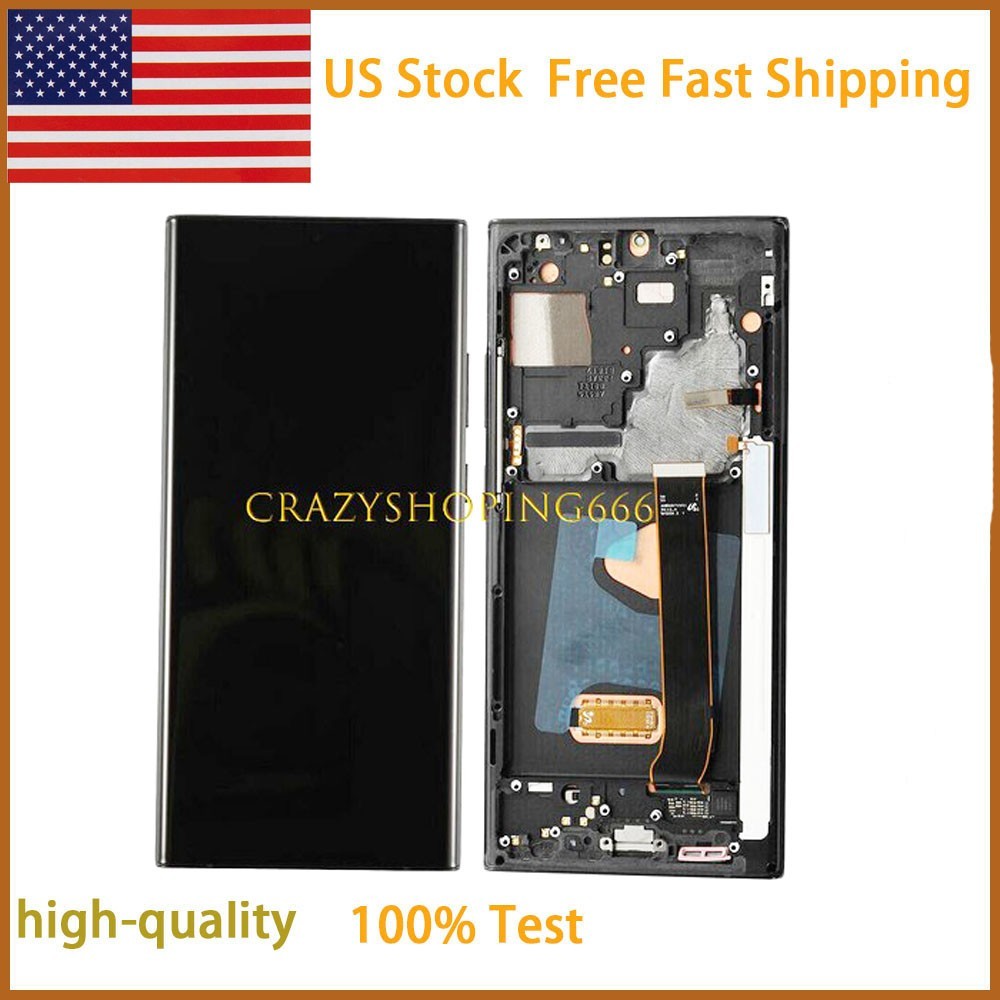 Schermo LCD OLED per Samsung Galaxy Note 20 Ultra 5G Display per Samsung Note 20 Ultra 5G N986B N986U 6,9 Schermo Digitizer Assembly con Riparazione, Nero con Telaio, Supporto Impronte Digitali