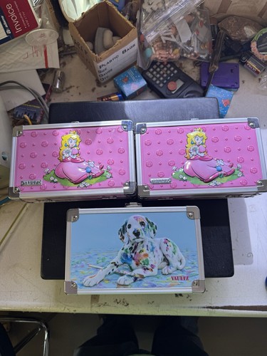 Vaultz Locking Box Lot Of 3 Mario Princess Peach & Puppy Metal Case Stash Keys