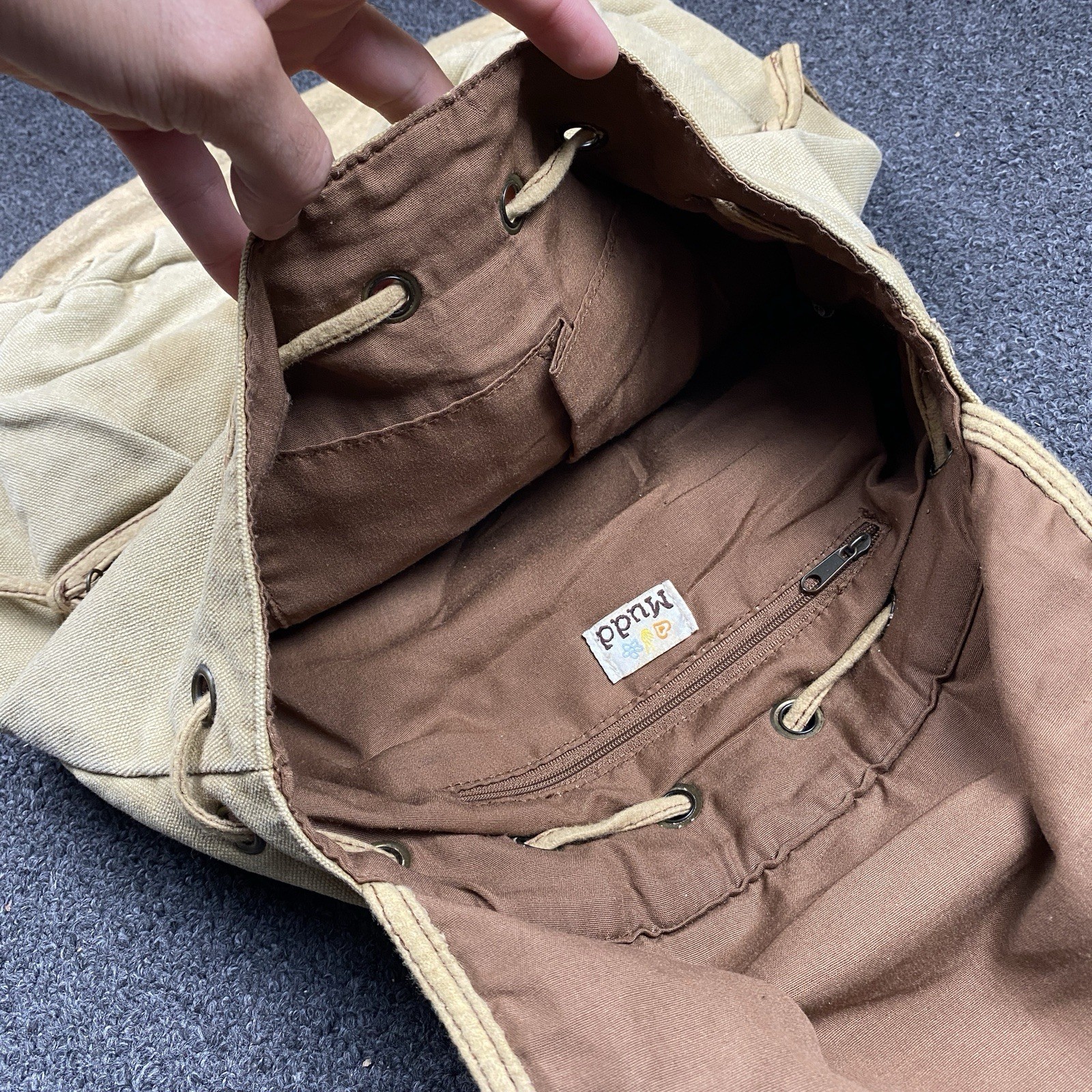 Mudd Canvas Backpack Pockets Sack Brown Rustic Hi… - image 6