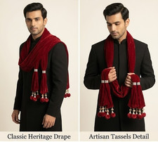 Men Stole Indian Handmade Velvet Wedding Dupatta Traditional Scarves