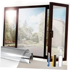 Window Privacy Film One Way Daytime Privacy Static Cling, 35.43" x 78.7" Silver