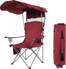 Beach Camping Folding Chair for Camping Chair with Canopy Foldable W/Sun Shade