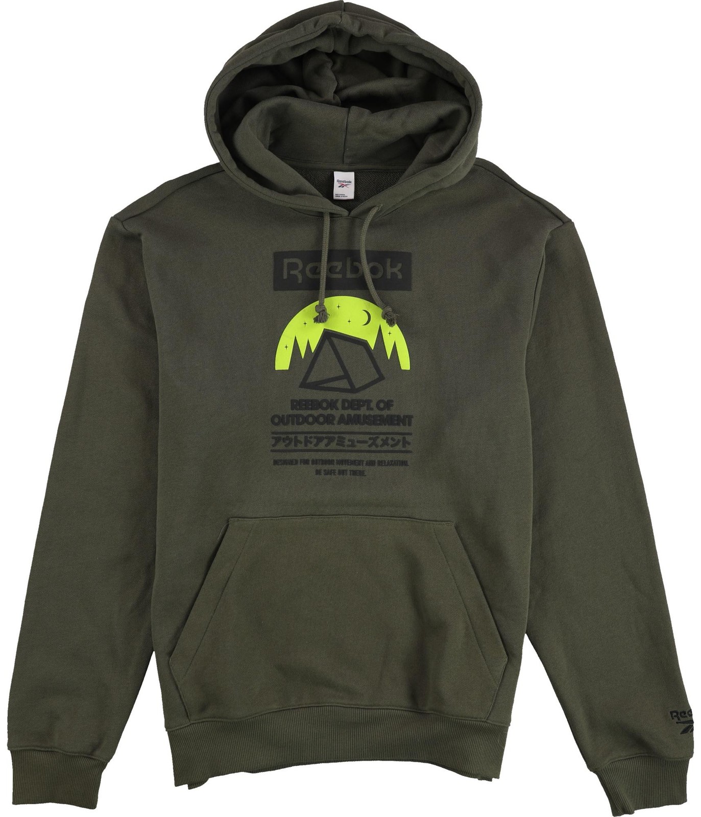 Reebok Mens Classic Camping Outdoor Hoodie Sweatshirt Green Medium 6190₽
