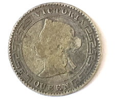 Ceylon , QueenVictoria Silver 10 Cent Coin 1892 , refa41