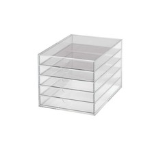 Schubladenbox A4 Ablagebox din A4 32 x 24 x 21.9 cm 5 Fächer stapelbar Acryl