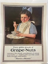 Grape-Nuts M&uuml;sli Aufdruck Ad Norman Rockwell M&auml;dchen Kunst 1920s Lithographie